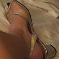 Sexy vintage mesh slingbacks