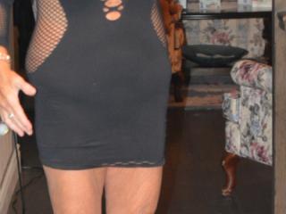 Navy Blue Stretch Mini Dress with Lace Knit Inserts 4 of 18
