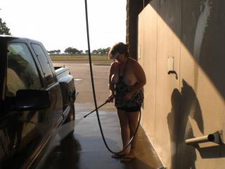 Washing the truck after a day at the beach 6 of 19