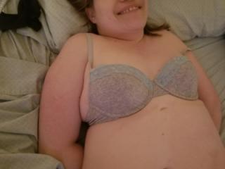 Wife Cuffed in gray bra and panties. 6 of 11