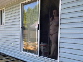 BBW wife flaunts her fat pale body outdoors 1 of 18