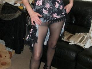 Wife black tights, dress & heels 3 of 12