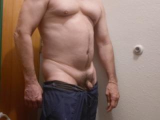 Old guy showing his little muscle