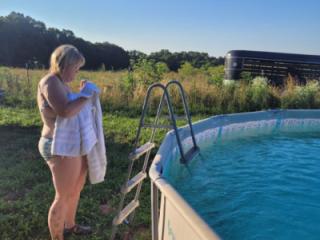 playing in the pool