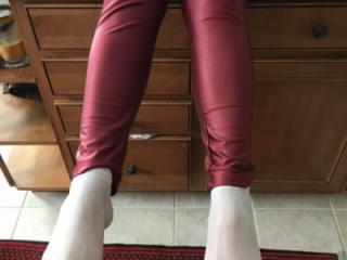 Shiny leggings and nylons socks 2 of 7