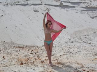 Red Shawl on white sand 15 of 20