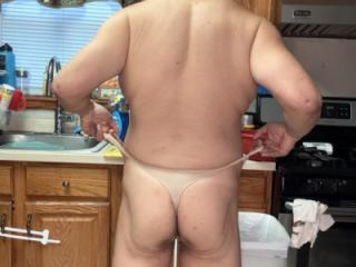 Nude CK thong in kitchen 12 of 20