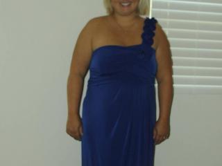 In and out of blue dress