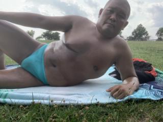 Sunbathing in Bayonne Park Sea Foam bikini 4 of 20