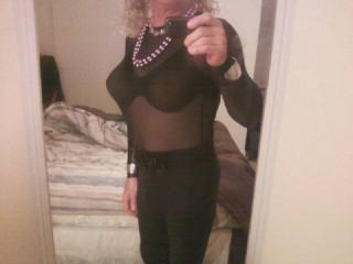 Luv my new see thru blouse and peekaboo bra. 2 of 6
