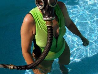 Swimsuit with pantyhose and underwater with a gas mask 13 of 17