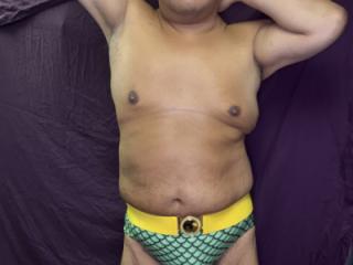 Namor Cosplay. Green scales bikini with yellow belt 2 of 14