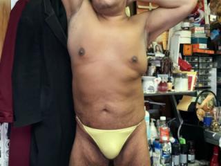 Yellow G-string bikini. Would you like to touch my body? 4 of 20