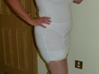 white dress, stockings & heels 4 of 6