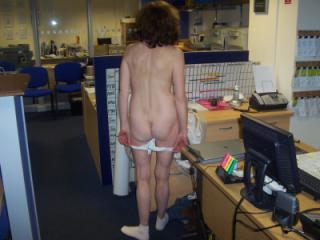 mary in the office stripping 4 of 7