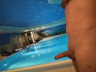 playing in hotel pool and sauna 2 of 8
