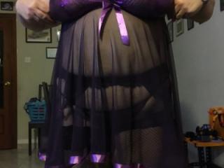 Heather in her purple nightie and enjoying her purple vibrator 15 of 20