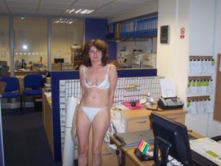 mary in the office stripping 2 of 7