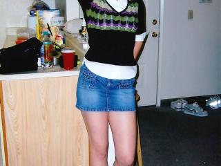 My hot 19 year old wife .... Short denim skirt and boots 5 of 6