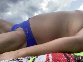 Sunbathing In Bayonne Park Blue Bikini 10 of 15