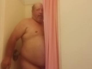 61old taking shower in another room