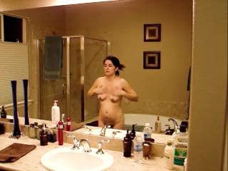 Naked in the hall bathroom and bedroom