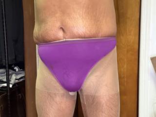 Purple thongs with stockings 13 of 20