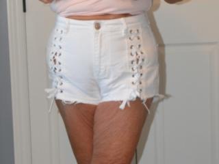 White Shorty Shorts with Laces Up the Sides 8 of 16