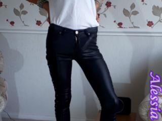 30b Alessia Travestita models Leather Jeans 11 of 17