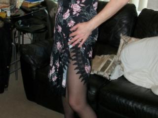 Wife black tights, dress & heels 2 of 12