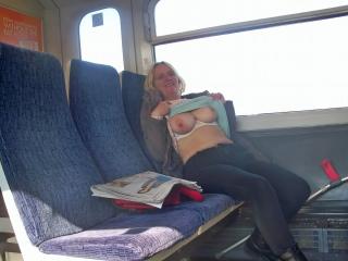 Tits on a train