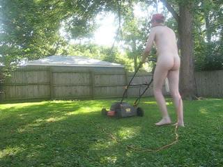 Mowing naked
