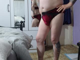 Crossdressing in New undies 1 of 5