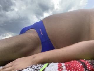 Sunbathing In Bayonne Park Blue Bikini 12 of 15