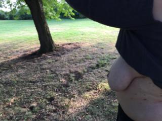 Big tits under a tree