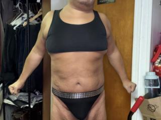 Love my new spike belt with my black thong 4 of 20