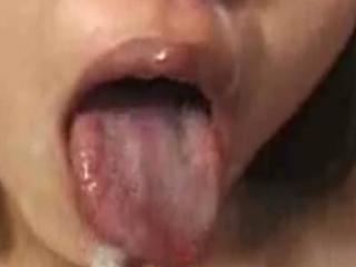 Dirty Asian slut eating cum 9 of 10