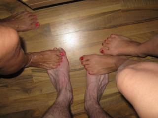 playing footsies with two young girlfriends 8 of 20