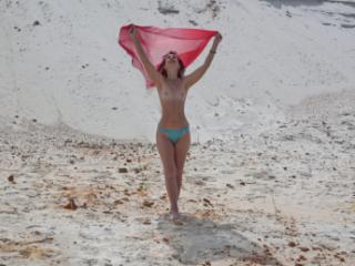 Red Shawl on white sand 16 of 20