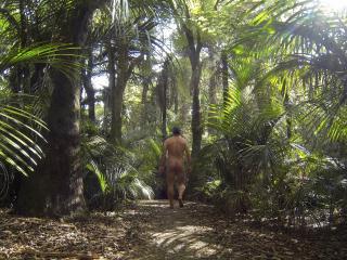 Naked on a popular public jogging path 8 of 14