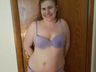 Tied in light purple bra and panties. Cummed on face 14 of 18