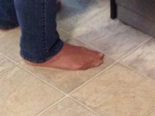 My candid pantyhose feet in jeans 16 of 20