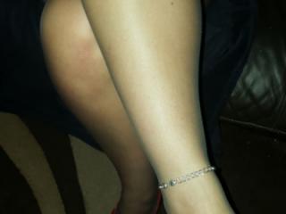 My hotwife in stilettos, tights and hotwife anklet 2 of 7