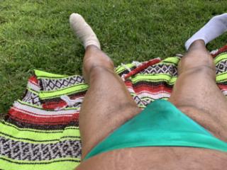 Sunbathing in Bayonne Park In my Green Bikini 14 of 20