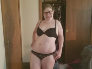 Tied spread eagle and facial in black bra and panties 1 of 20
