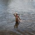 Nude in river's water