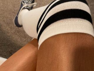 Striped knee socks and hooters pantyhose 8 of 9