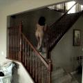 Naked ass running up the stairs