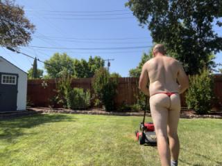 Does anyone else mow in their lace thong 3 of 20
