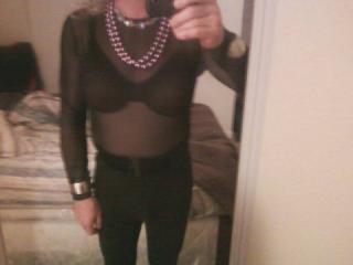 Luv my new see thru blouse and peekaboo bra.